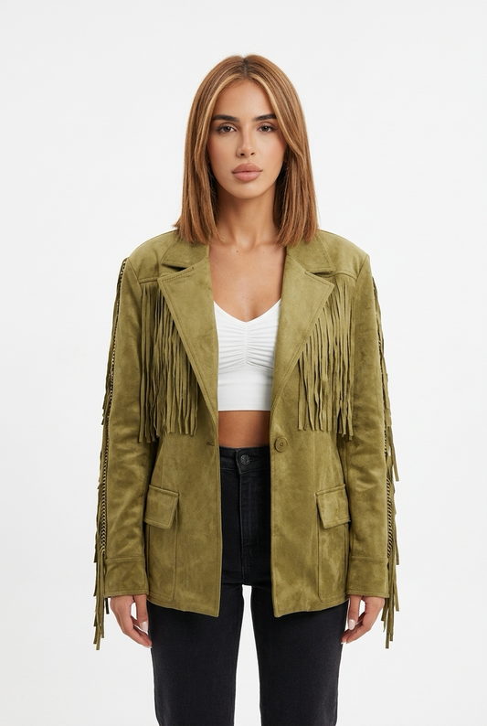 TASSELINA JACKET-Olive Green