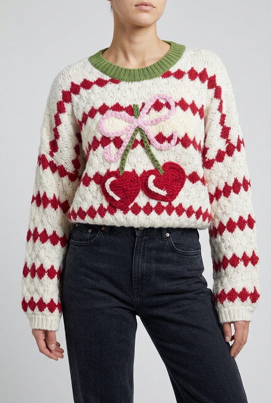 CHERRYBOW SWEATER-White