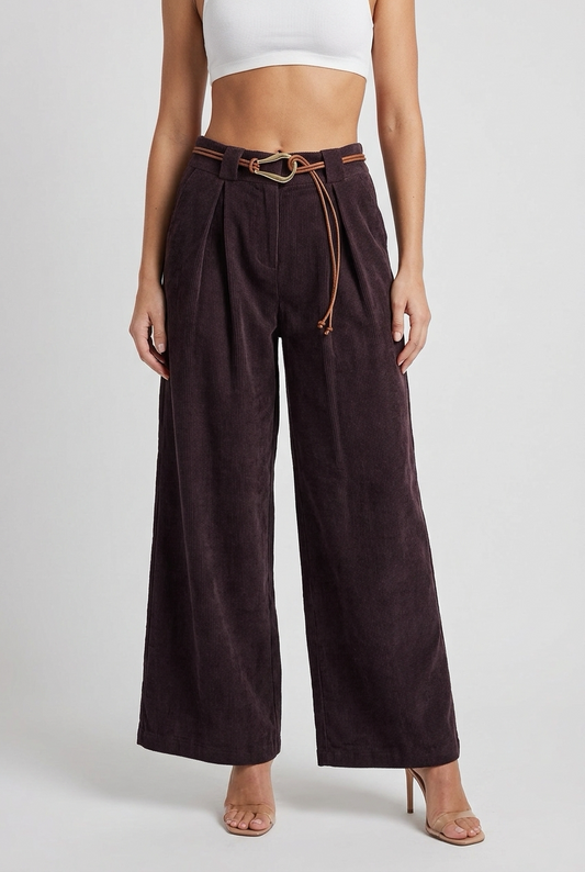 VELOURA PANTS-Burgundy