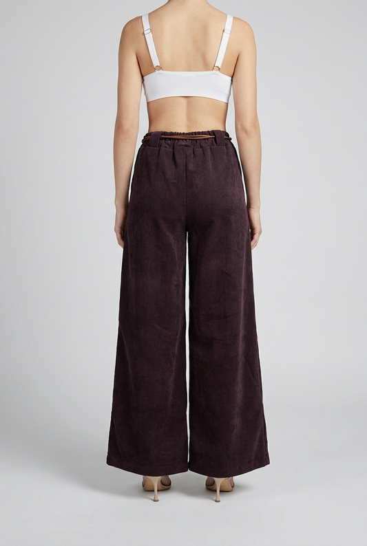 VELOURA PANTS-Burgundy