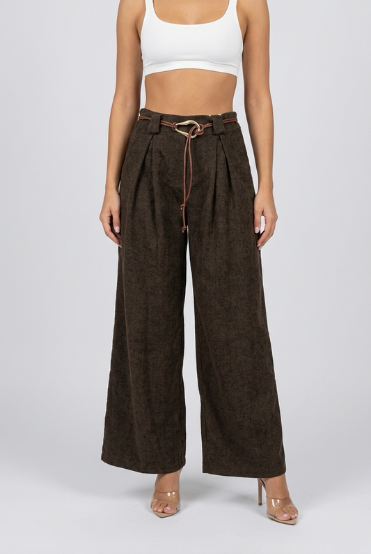 VELOURA PANTS-Brown
