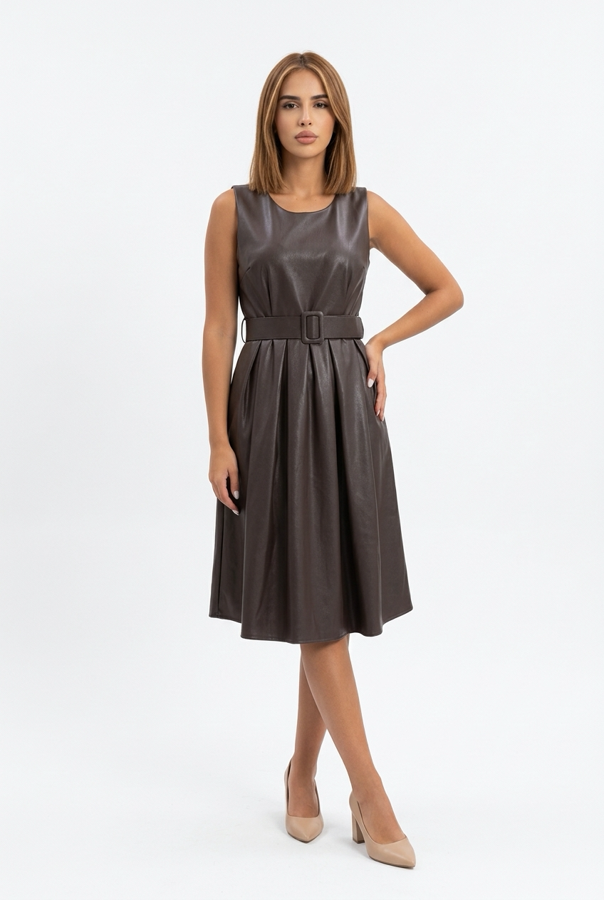 LEZINA DRESS-Brown