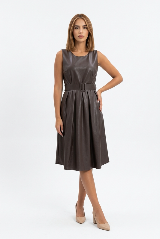 LEZINA DRESS-Brown