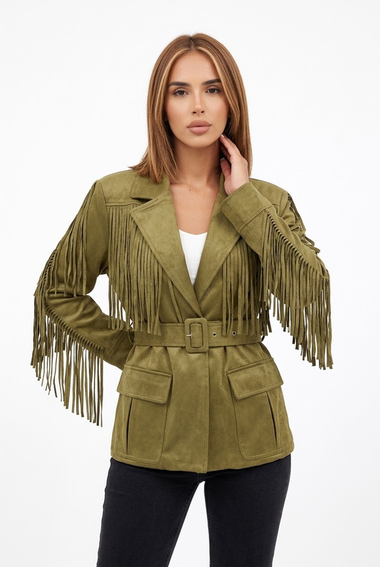 TASSELINA JACKET-Olive Green