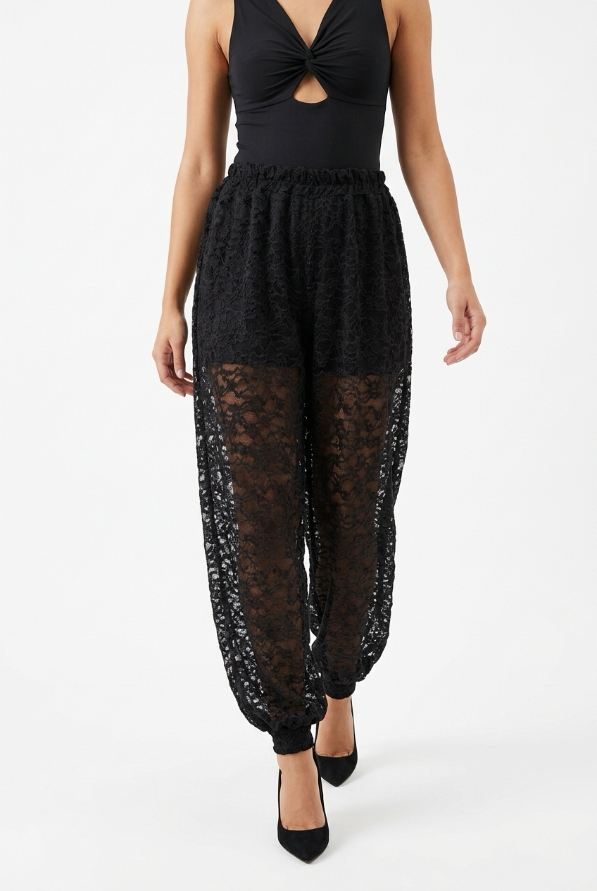 PANOLACE PANTS-Black