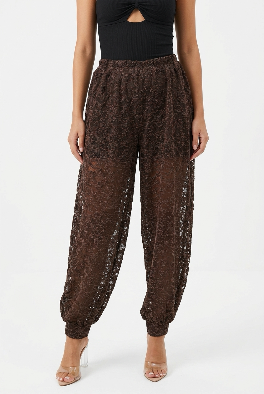 PANOLACE PANTS-Brown